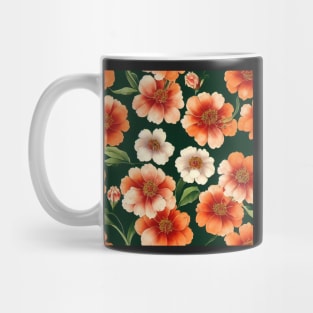 Bright Orange and Cream Flowers Mug